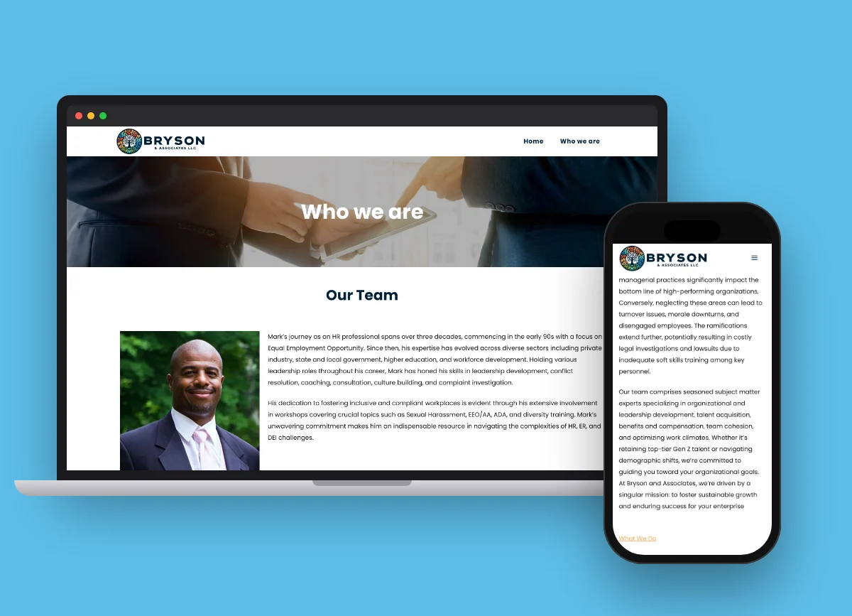 Bryson and Associates website on a laptop and phone