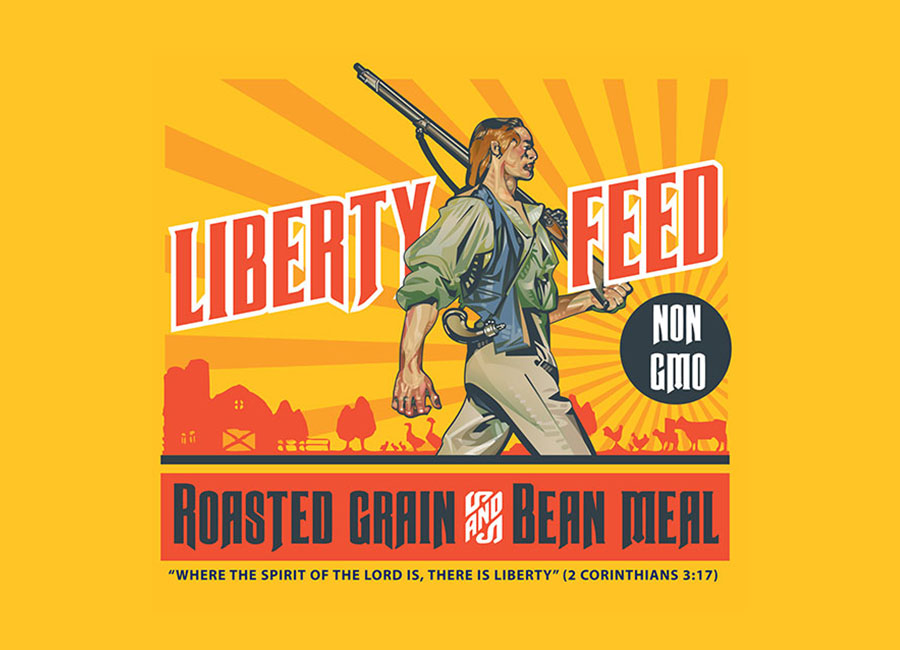 Liberty Feed Roasted Grain and Bean Meal label designed by Market-ting