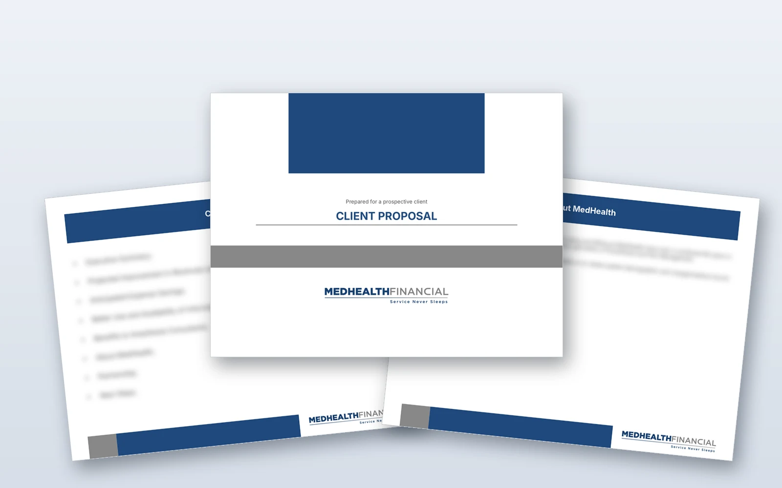 Medhealth Financial branded presentation template designed by Market-ting