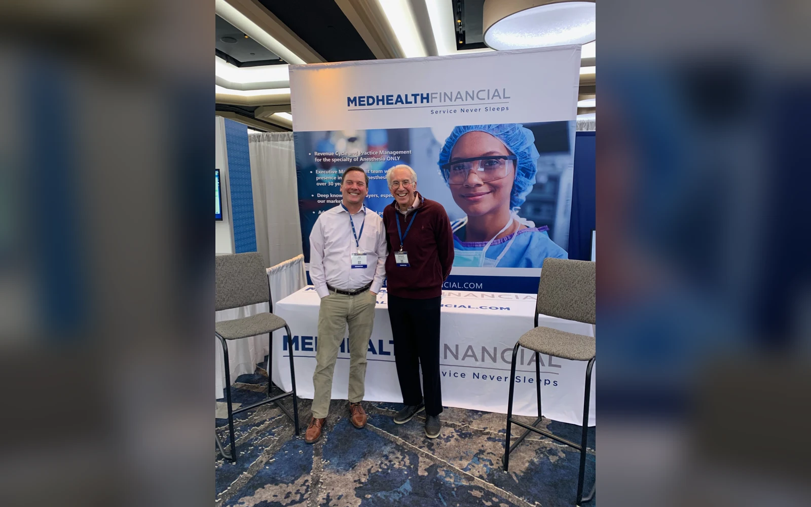Medhealth Financial trade show backdrop and table cover designed by Market-ting