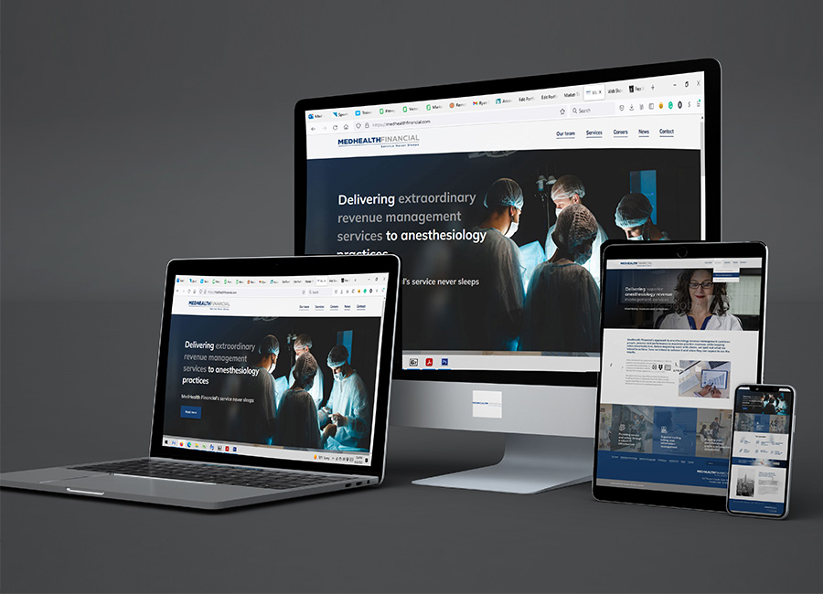 Medhealth Financial website on desktop, laptop, tablet and phone