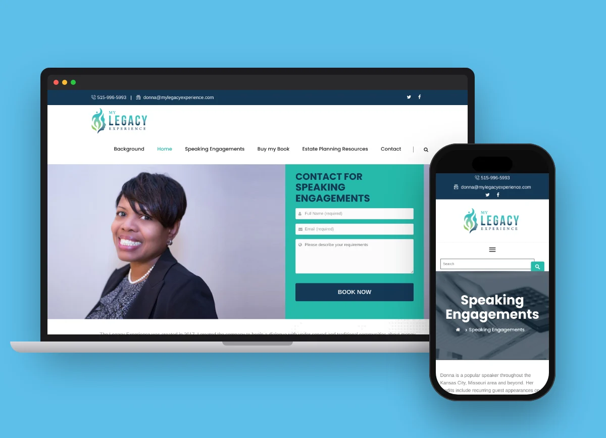 My Legacy Experience website on a laptop and phone