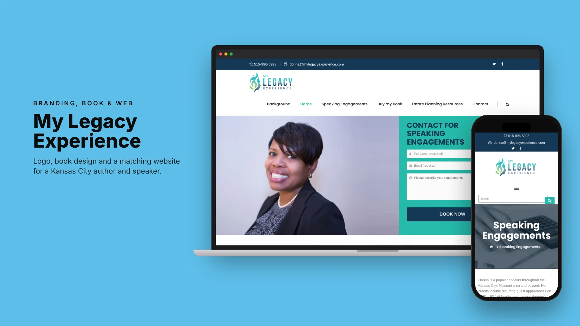 My Legacy Experience website on a laptop and phone, designed by Market-ting