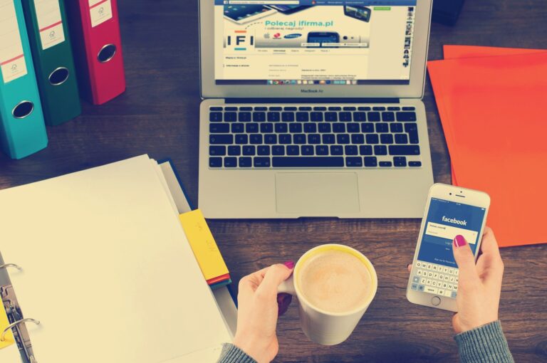 Social media management on a laptop