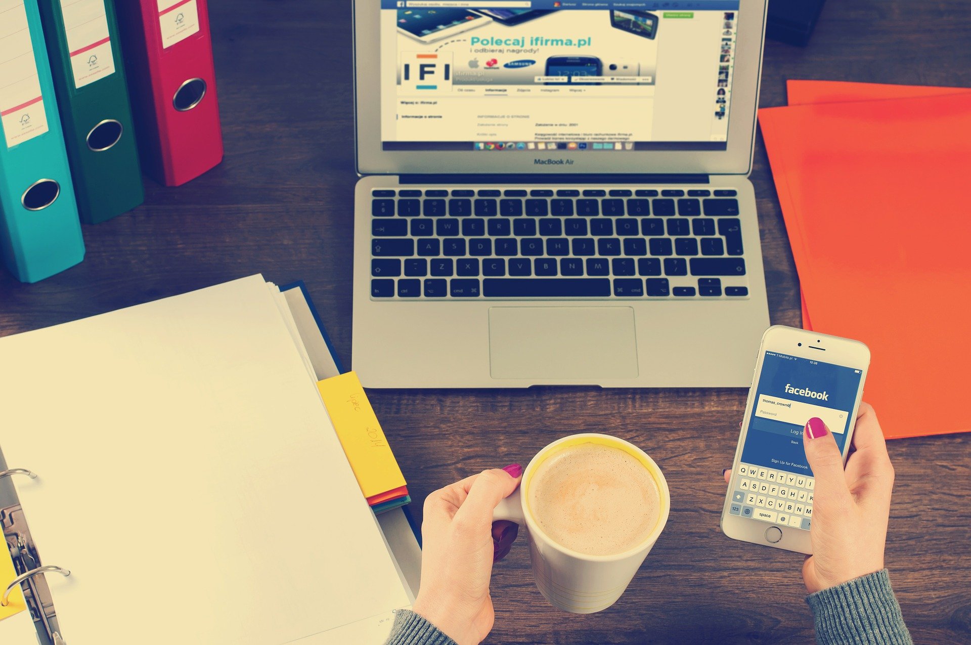 Social media management on a laptop